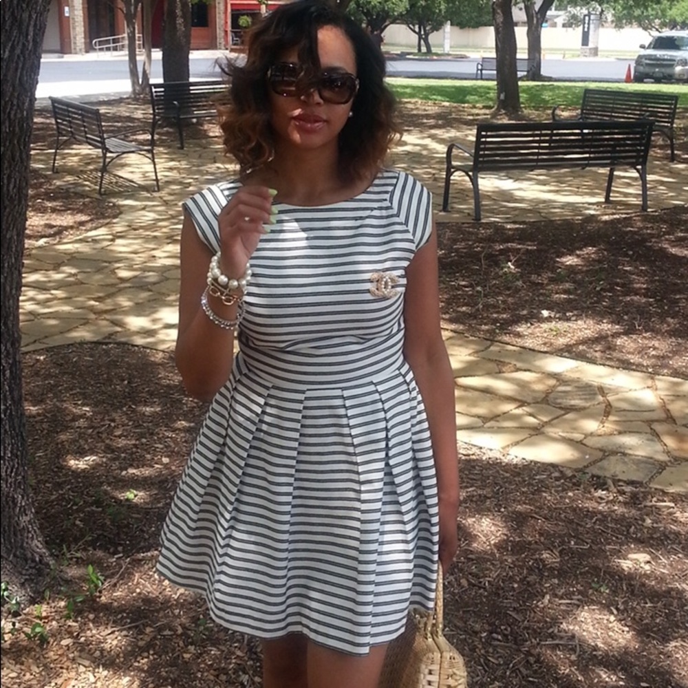 Rampage Junior Skater Striped High Low Dress